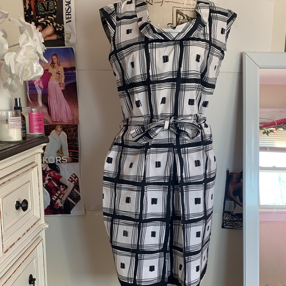 Caliban RUE DE MATHIEU Blau and White Checkered Dress